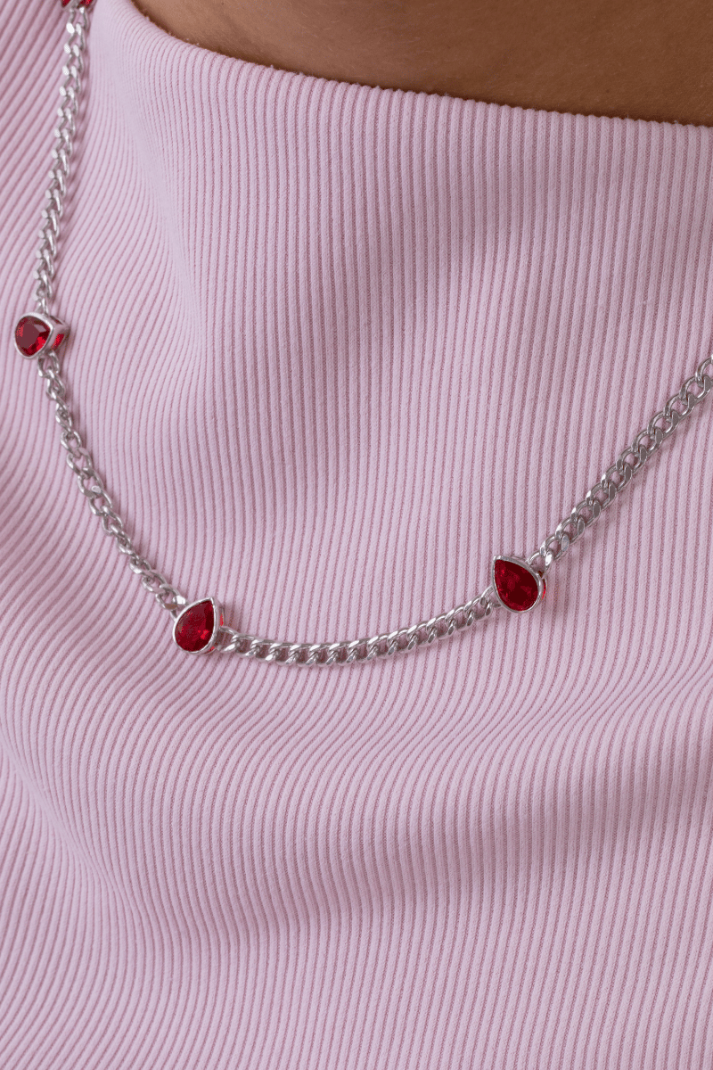 Zircon Ovals Red Gourmet Necklace