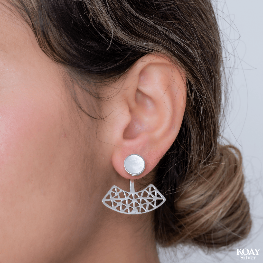 Geometric (01) White Stone Earring