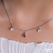 Zircon & Oval Purple  Necklace