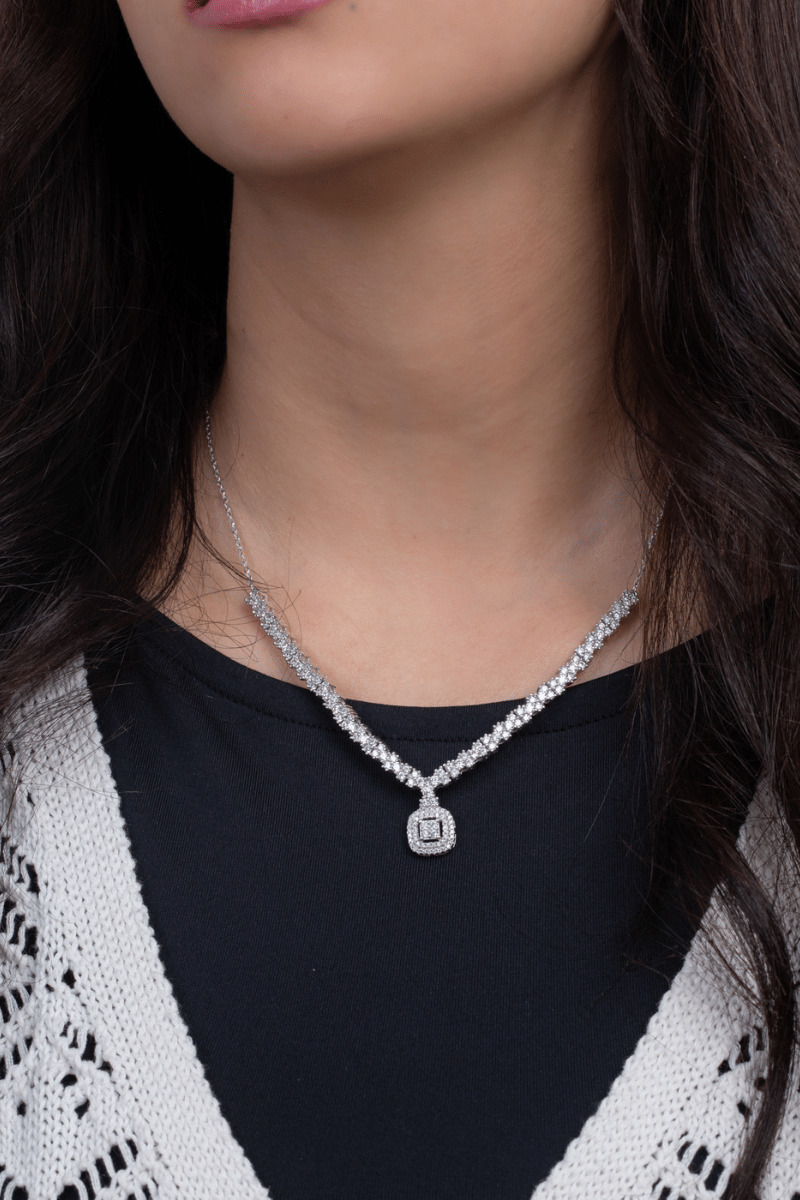 Zircon Tennis Square Necklace