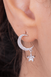 Zircon Crescent Star (04) Earring
