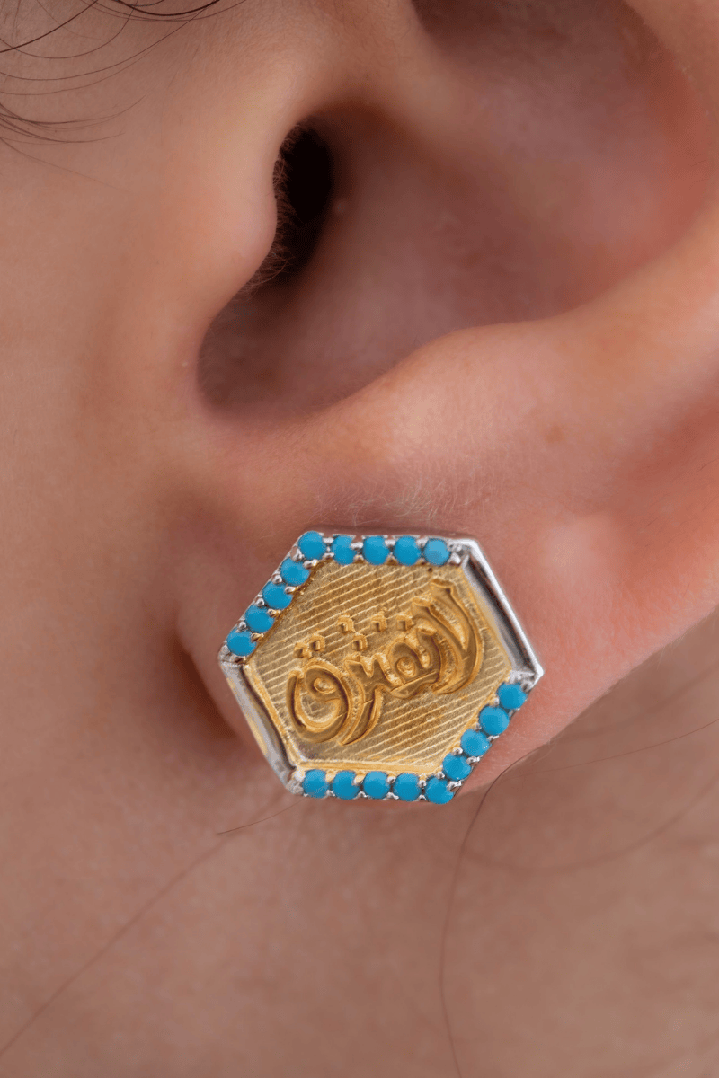 Zircon Turquoise La Nftrak Gold Plated Earring