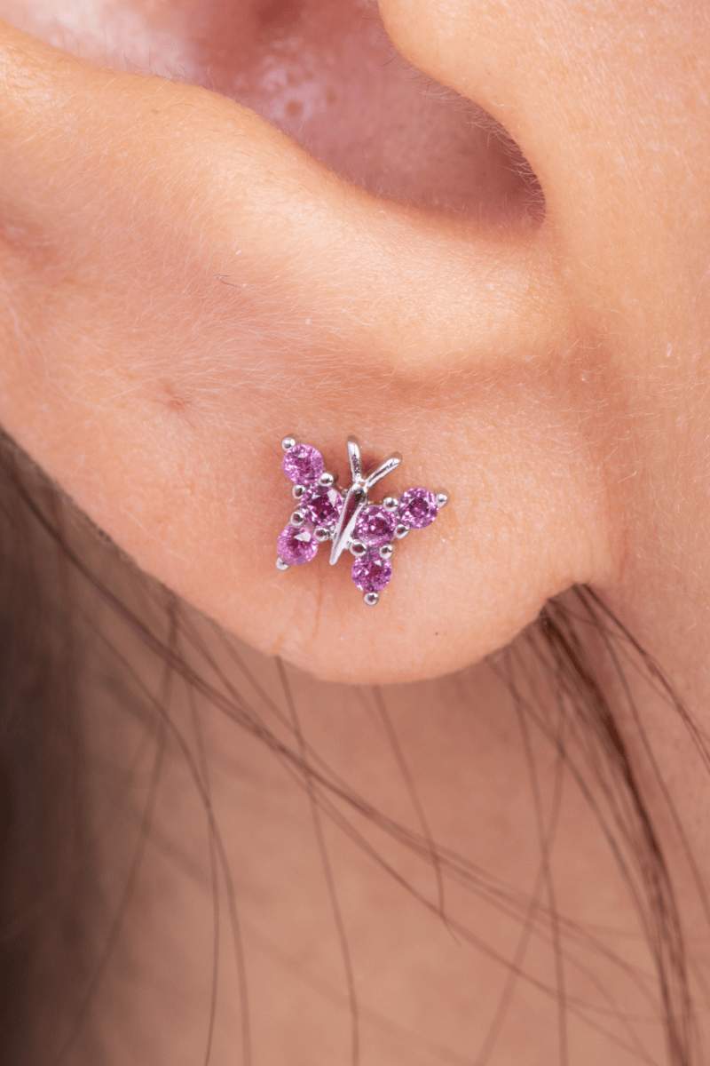 Zircon Butterfly Purple (01) Earring
