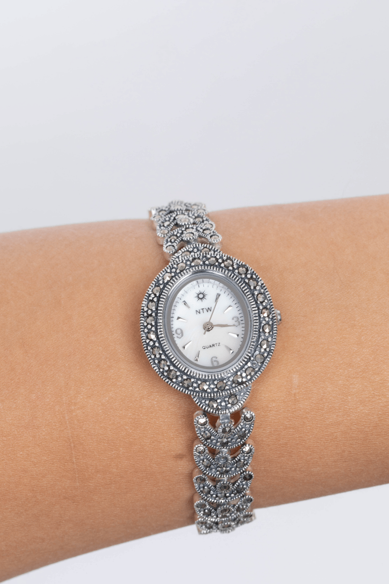 Vintage Marcasite Oval Watch