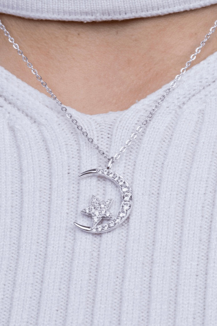 Zircon Crescent star (02) Necklace