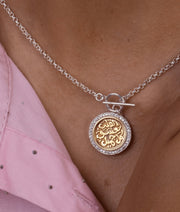 Zircon Qalb Ya3shaq Mix Gold Necklace