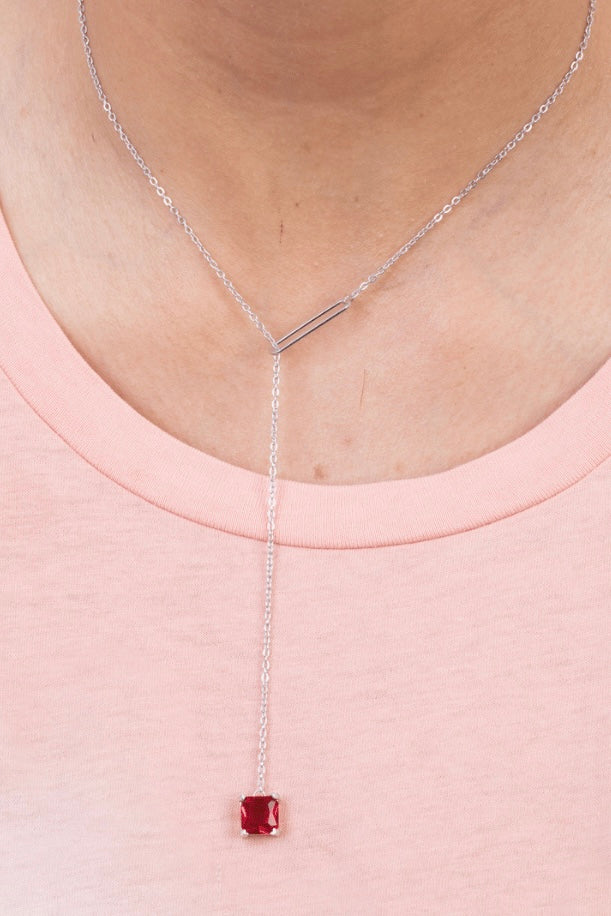 Zircon Red Square Necklace