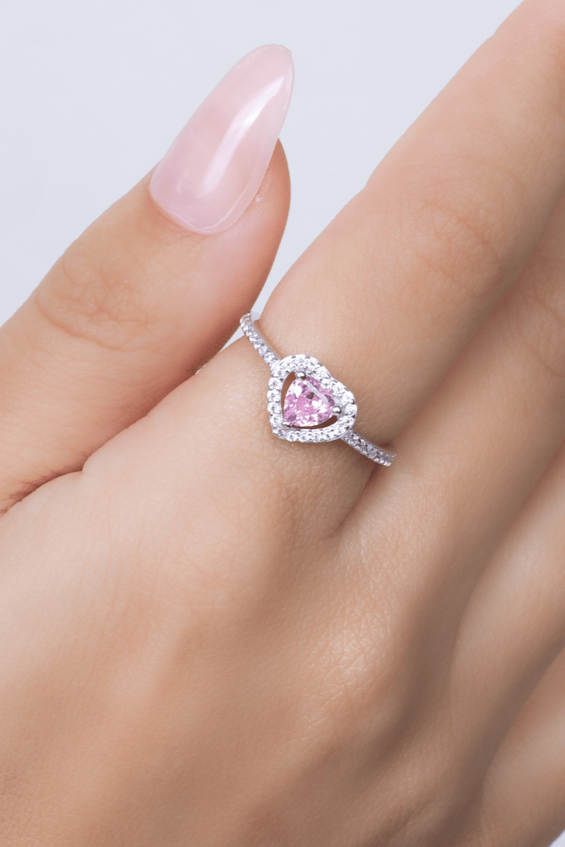 Zircon Rose Heart (01) Ring