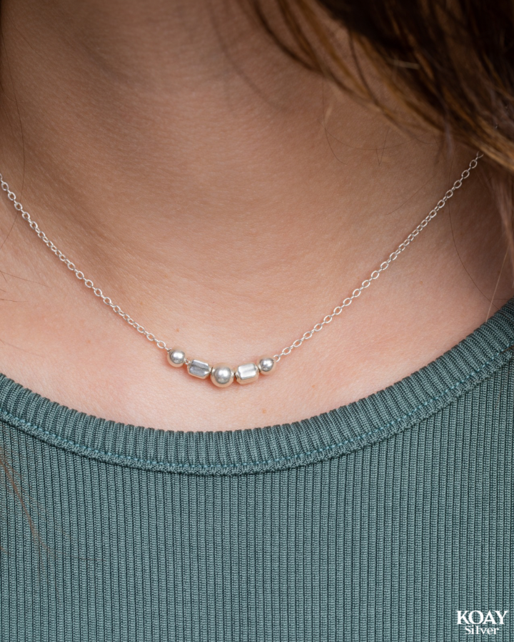 Silver Balls And Square Necklace