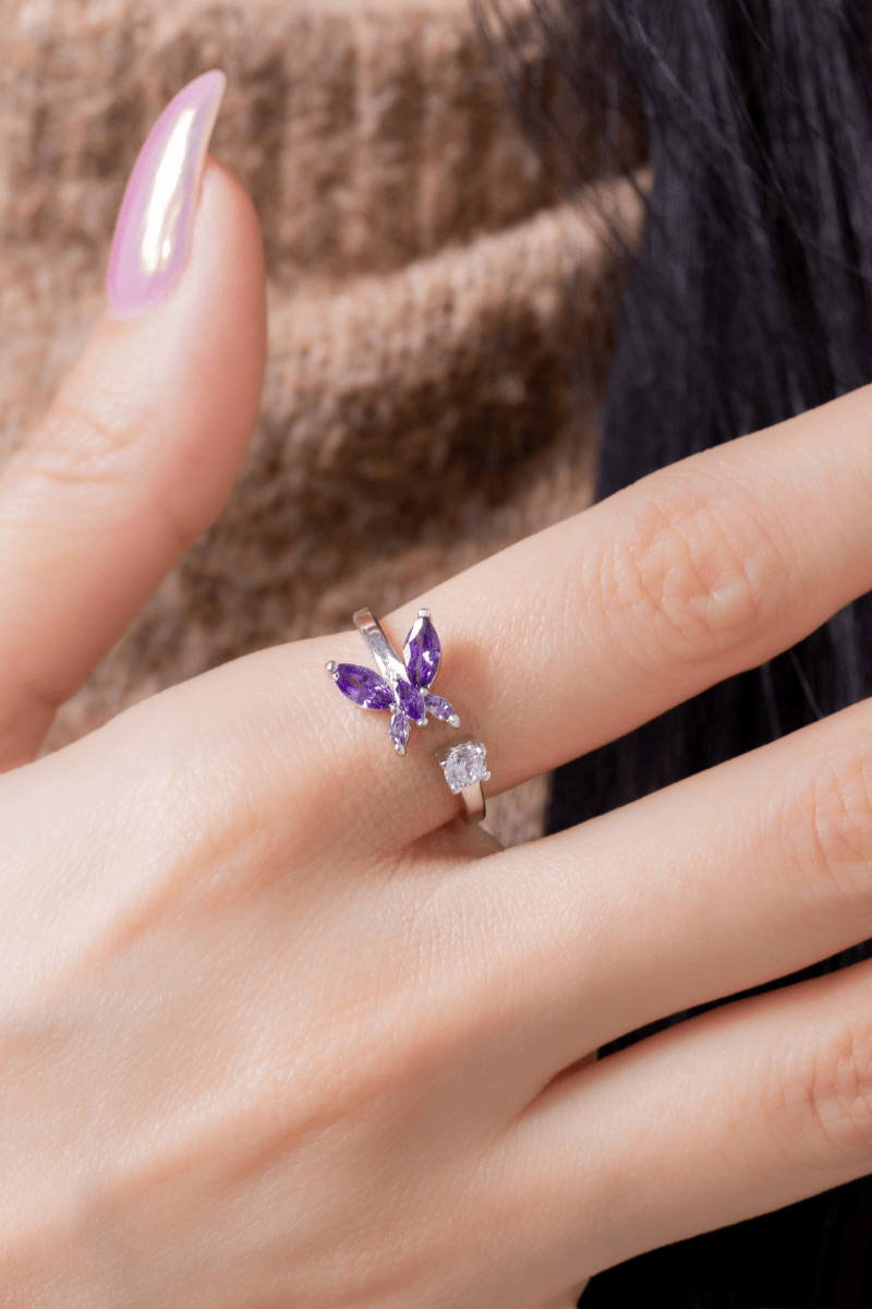 Zircon Butterfly Purple Ring