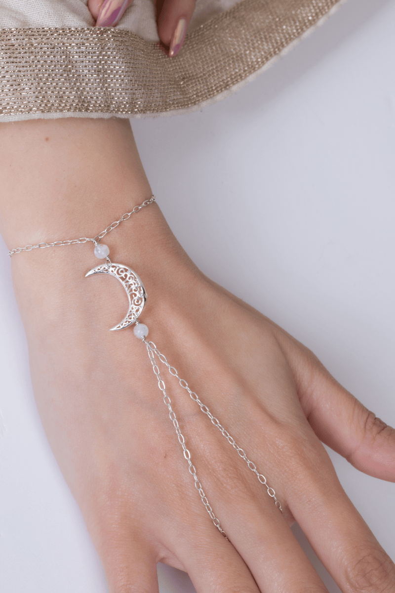 Moonstone Crescent Handchain