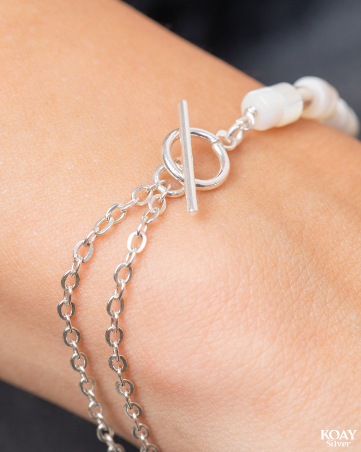 White Sadaf And Oval Bracelet