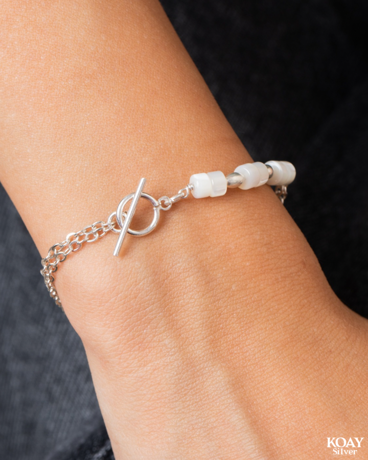 White Sadaf And Oval Bracelet