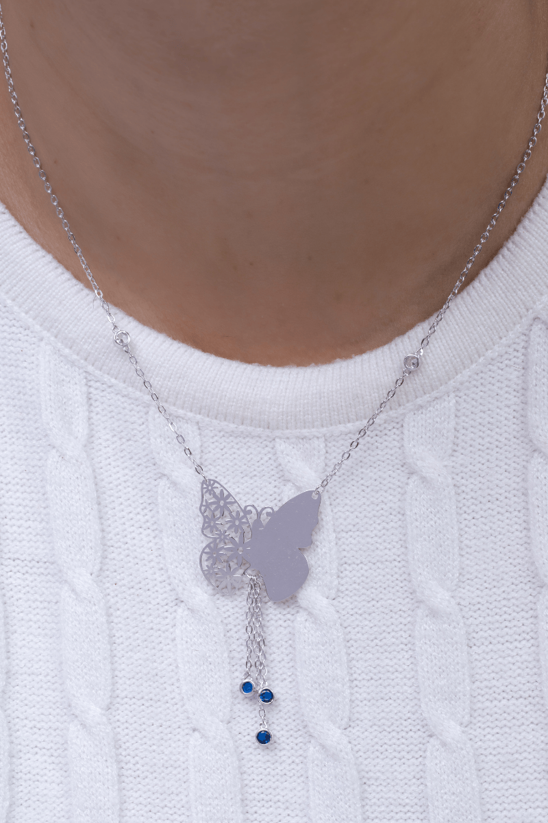 Zircon Blue Butterfly Necklace