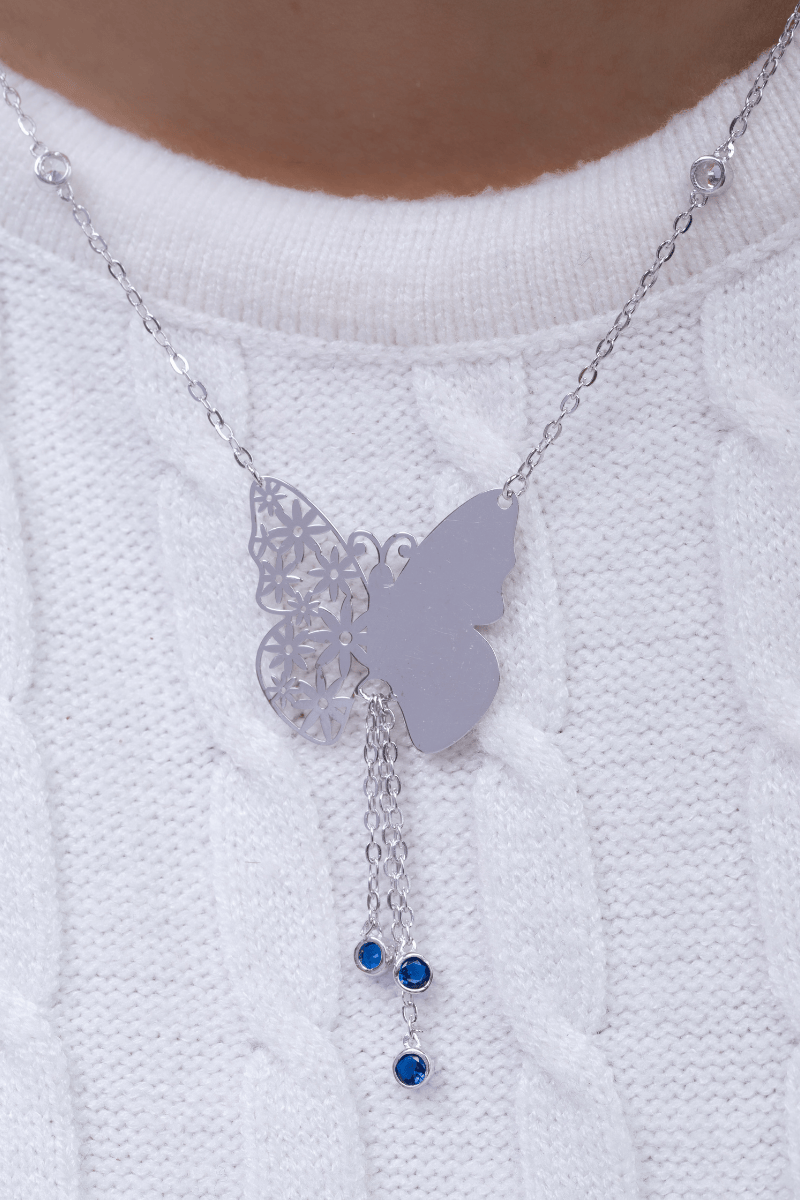 Zircon Blue Butterfly Necklace