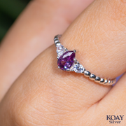 Purple Oval Zircon Ring