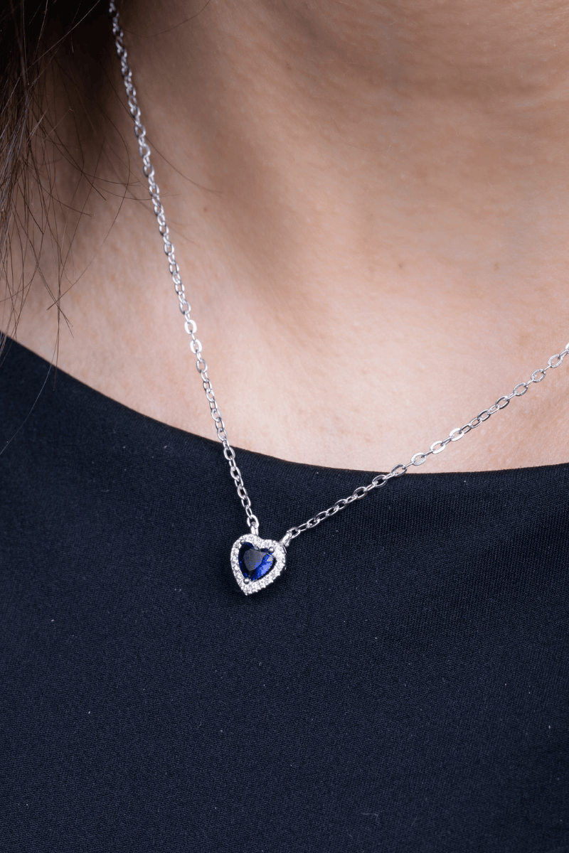 Zircon Blue Heart Necklace