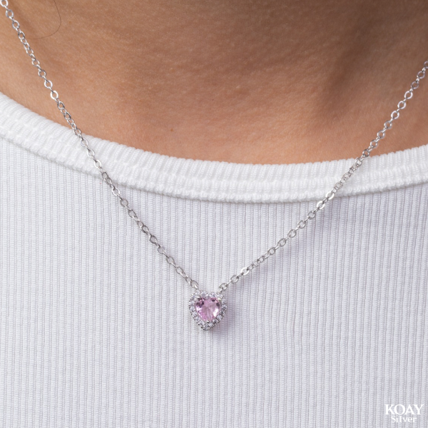 Heart Zircon Pink (03)  Necklace