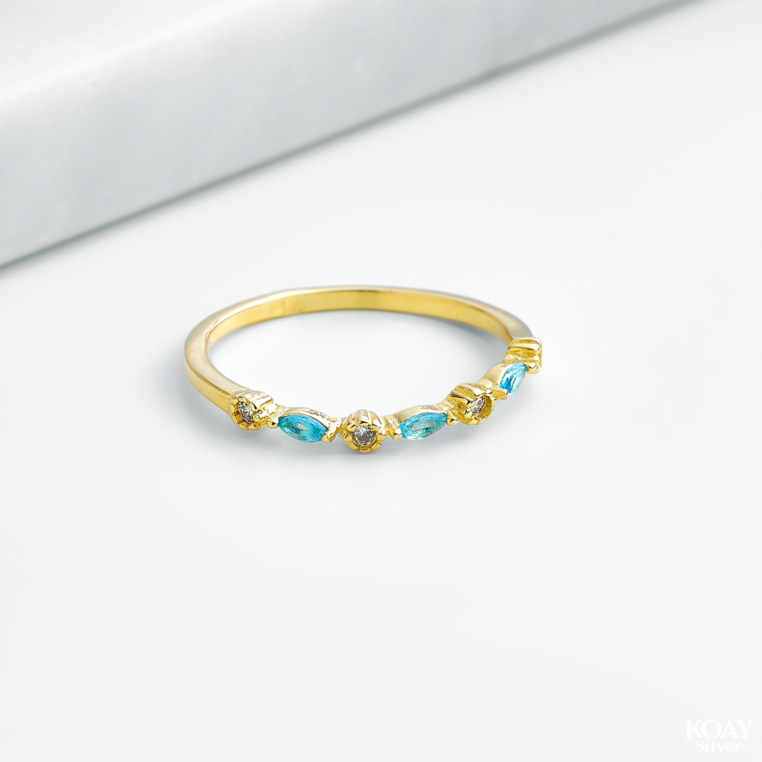 Zircon (093) Aqua Gold Plated Ring