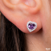 Zircon Purple Heart Earring