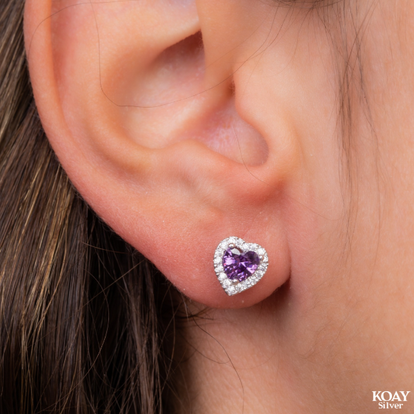 Zircon Purple Heart Earring