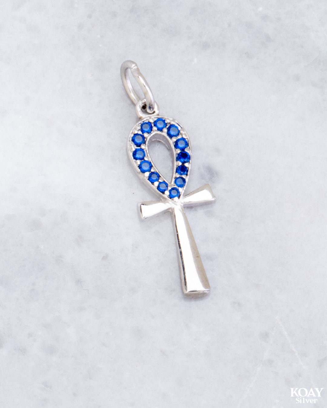 Blue Zircon Key Pendant