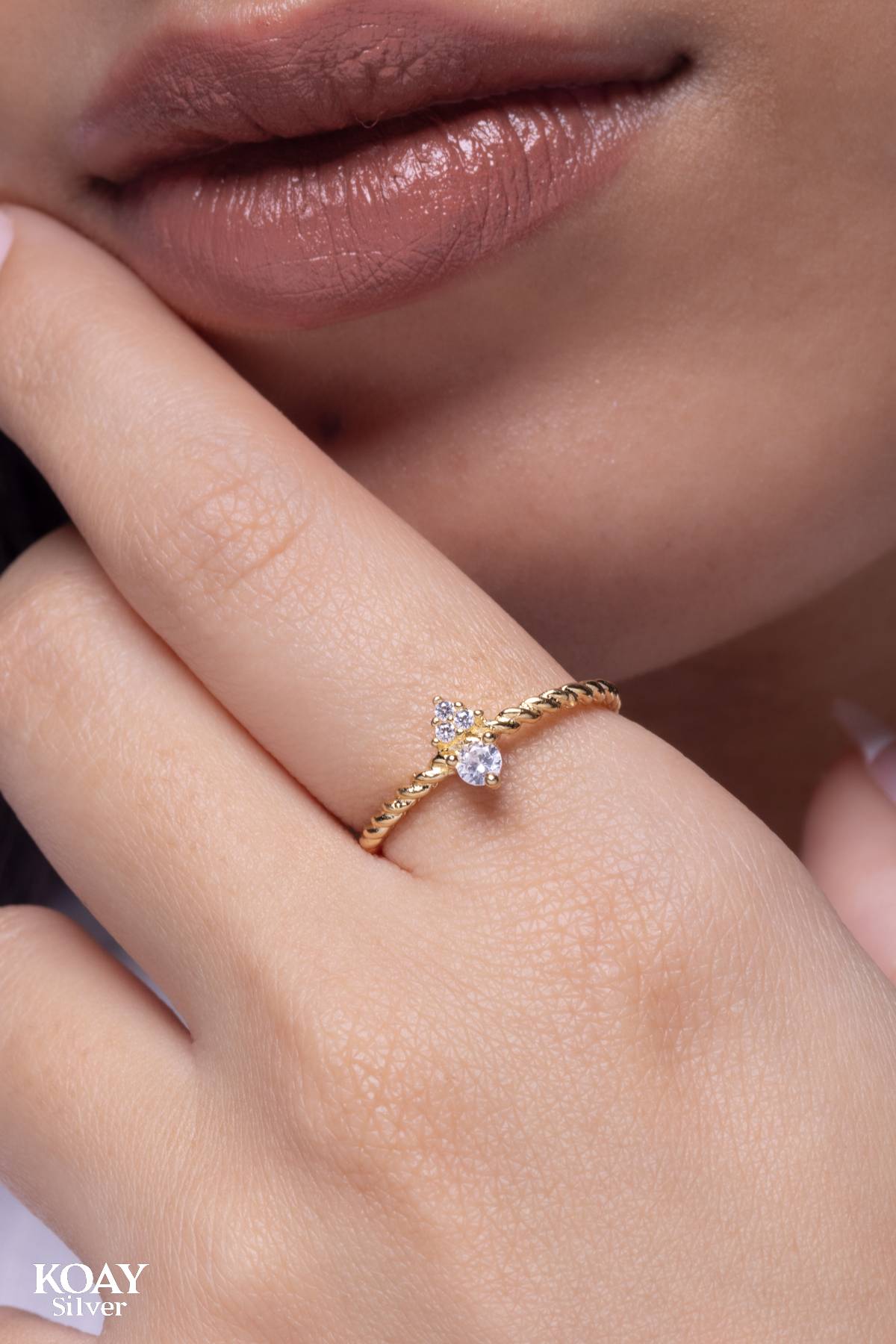 Tiny Zircon Gold Plated Ring