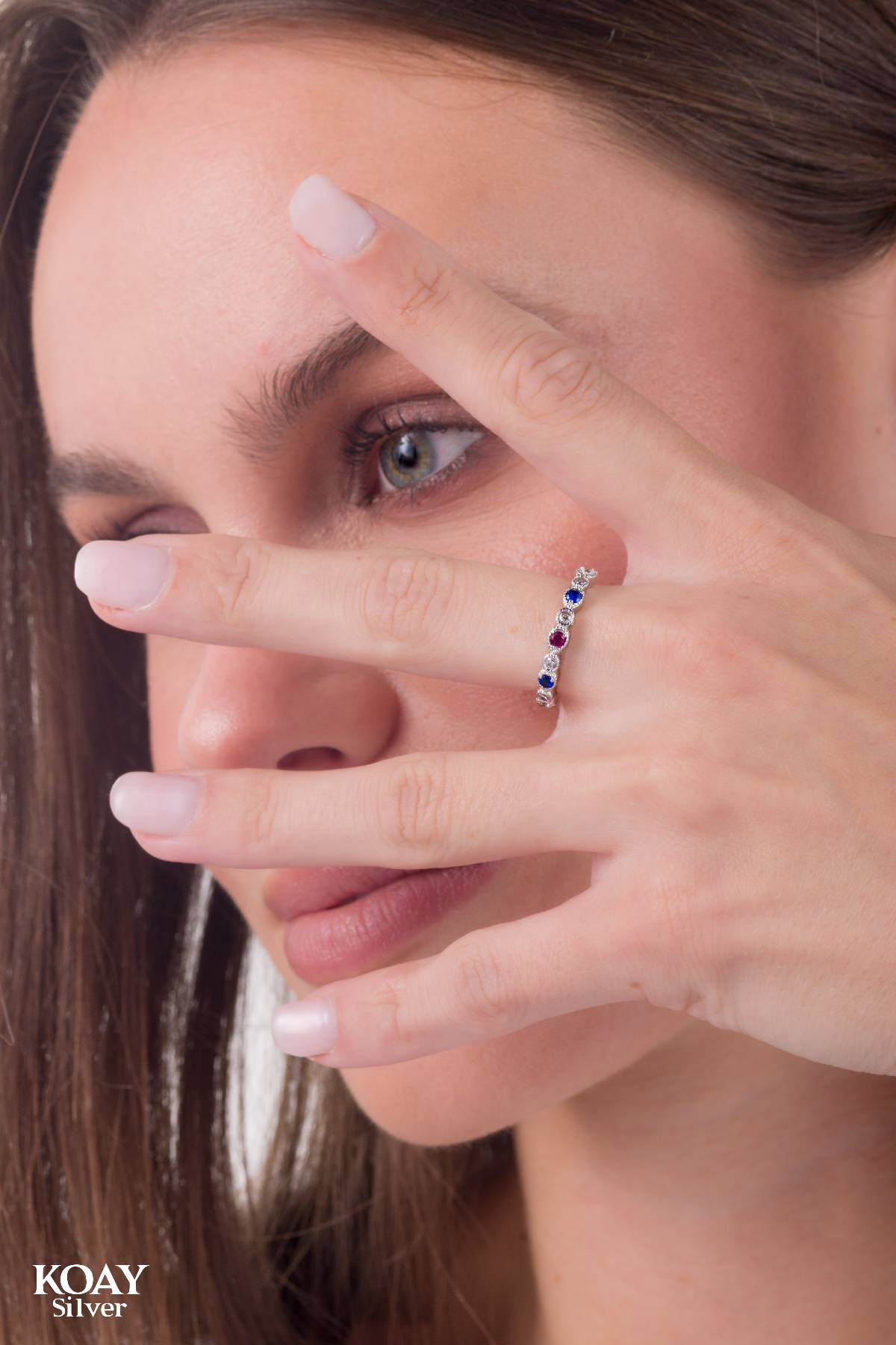Zircon Ring (041-Pink & Blue)