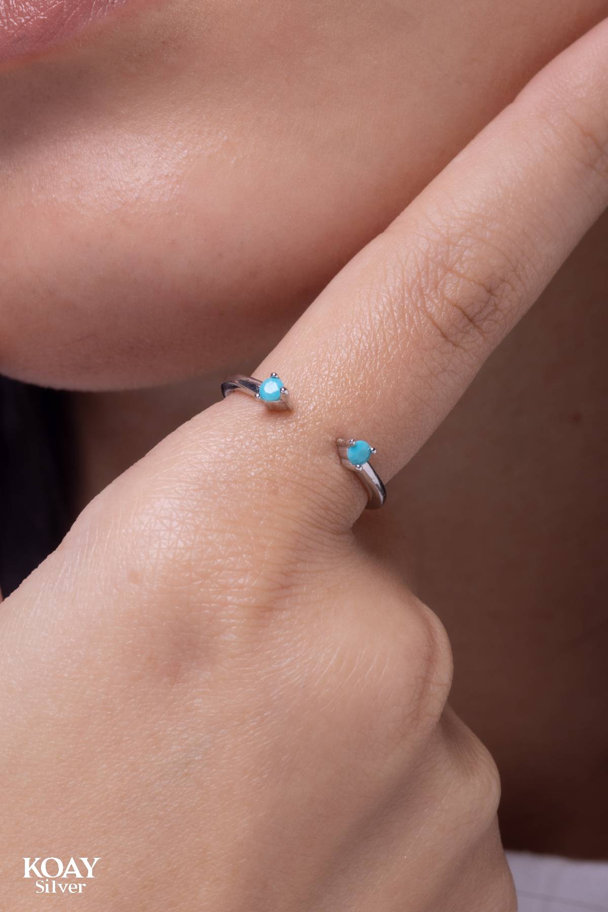Double Zircon (02) Turquoise  Ring