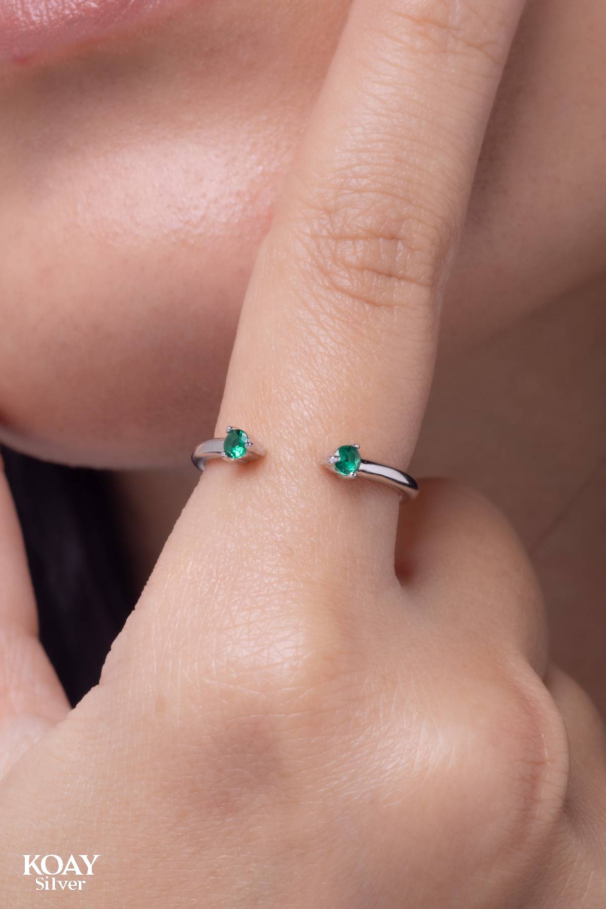 Double Zircon (02) Green  Ring
