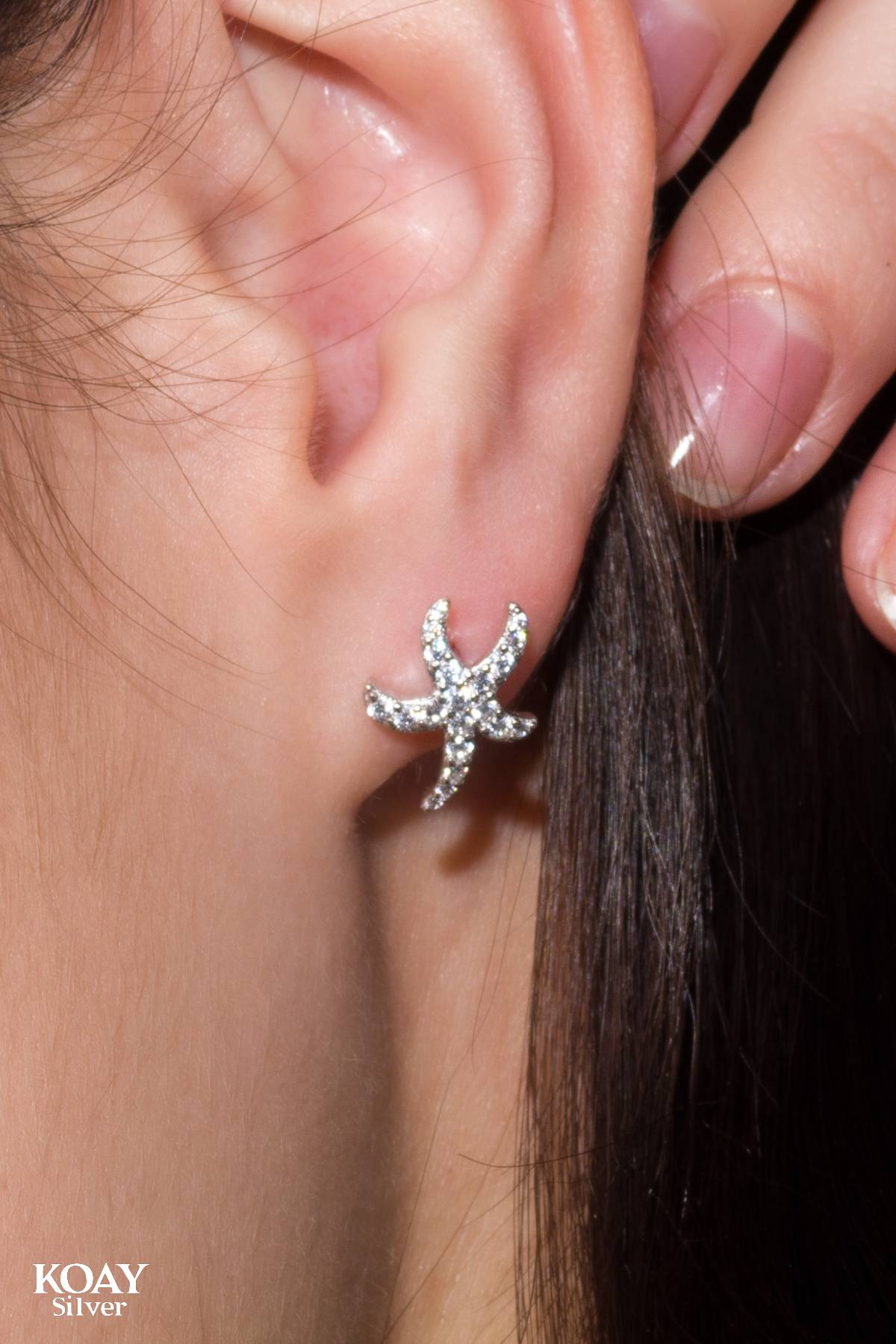 Zircon Star Fish (03) Earring