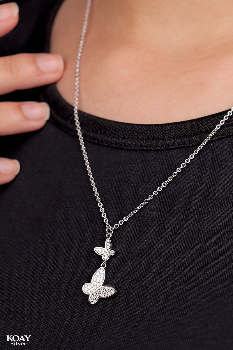 Zircon Two Butterfly Necklace