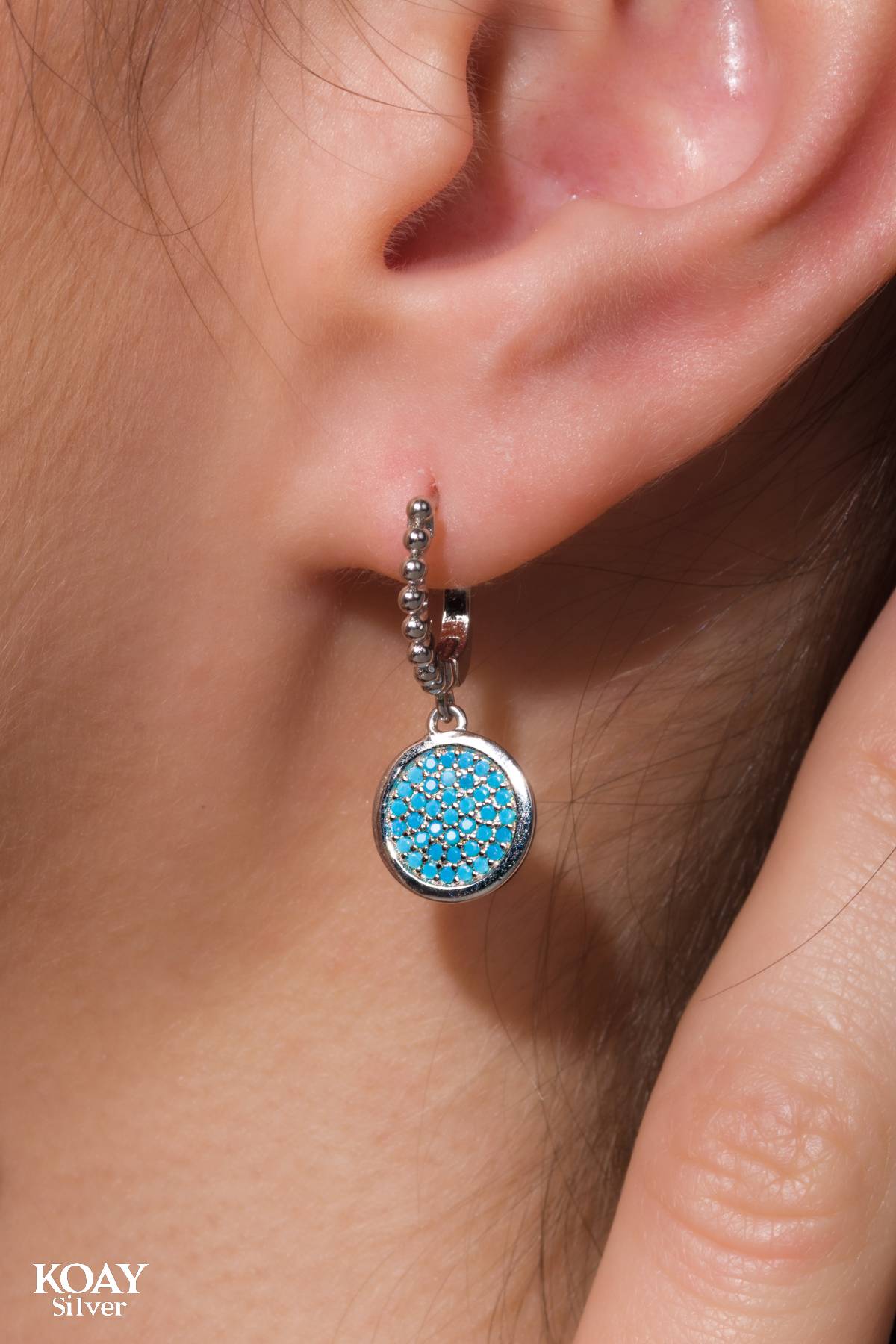 Circle Turquoise Hoop Earring