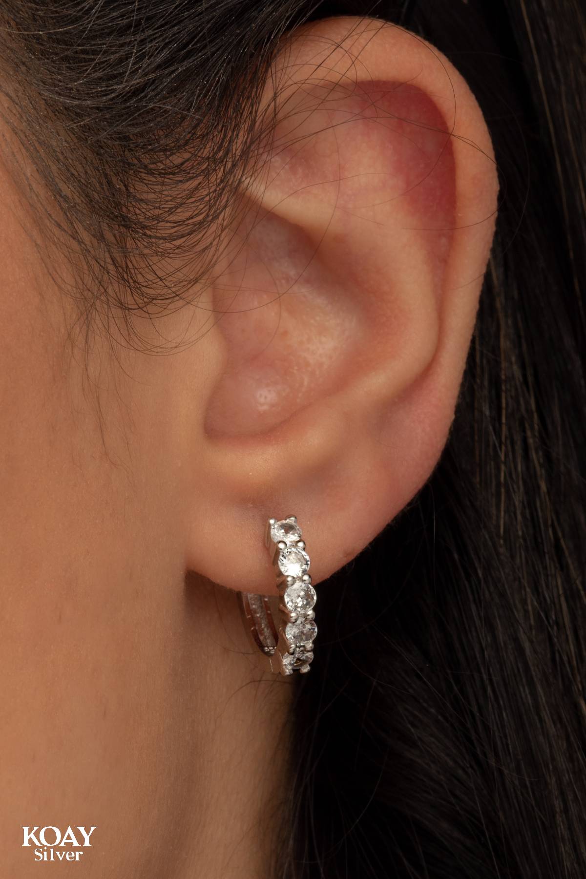 Zircon Hearts Hoop Earring
