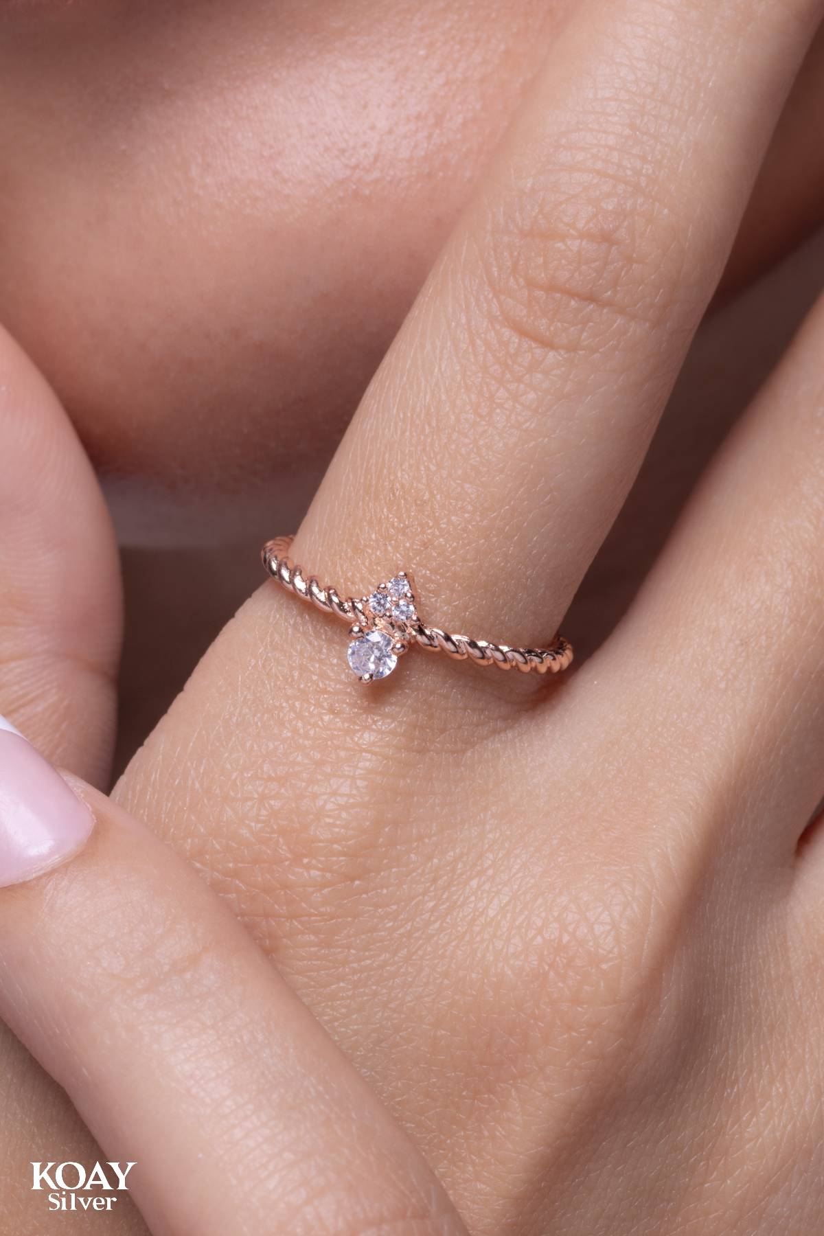 Tiny Zircon Rose Gold Ring