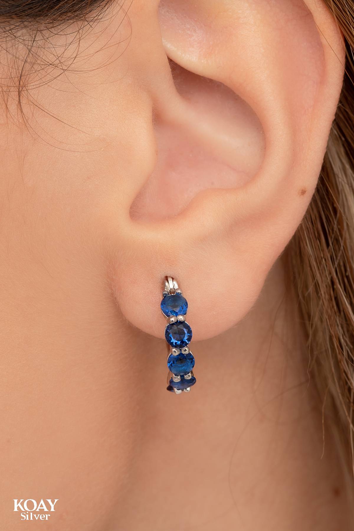 Blue Zircons Hoop Earrings