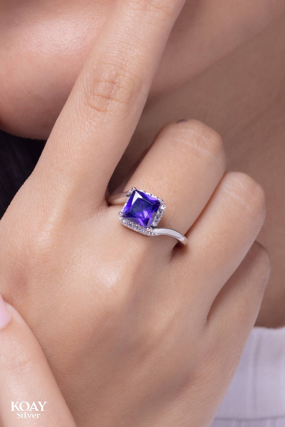 Purple Zircon Square Ring