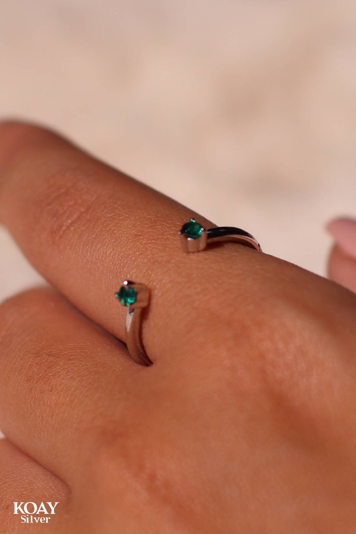 Double Zircon (02) Green  Ring