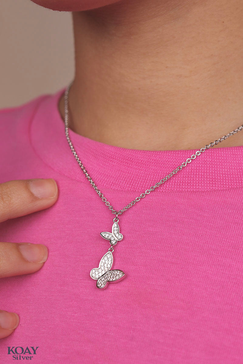 Zircon Two Butterfly Necklace
