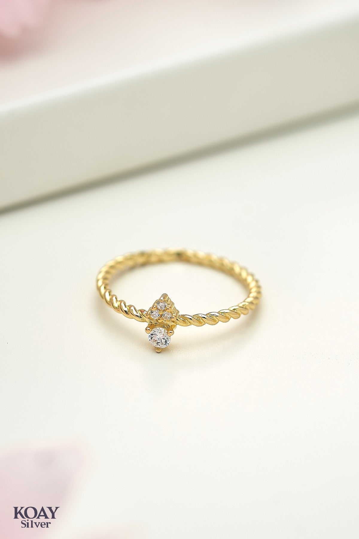 Tiny Zircon Gold Plated Ring