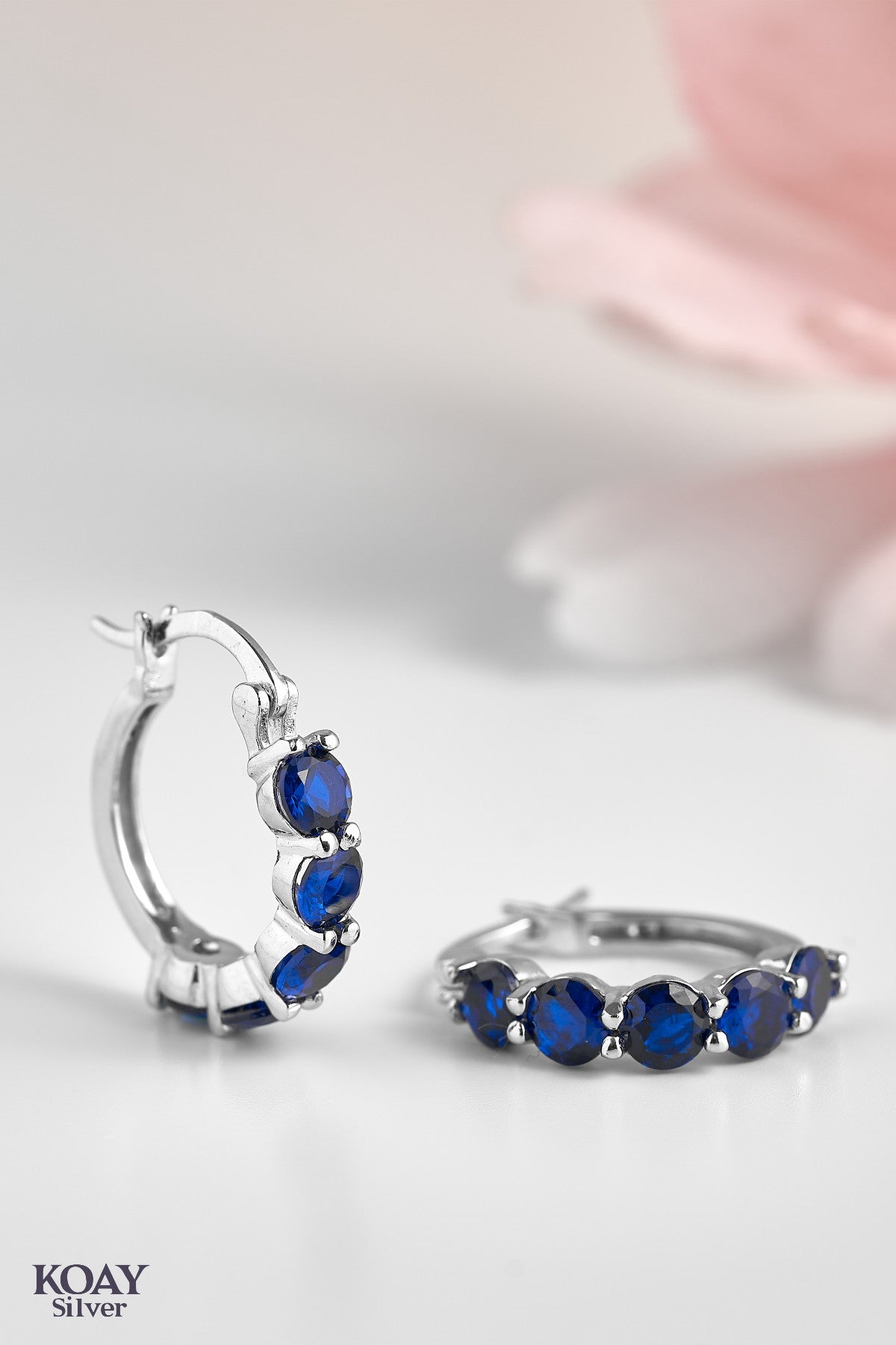 Blue Zircons Hoop Earrings
