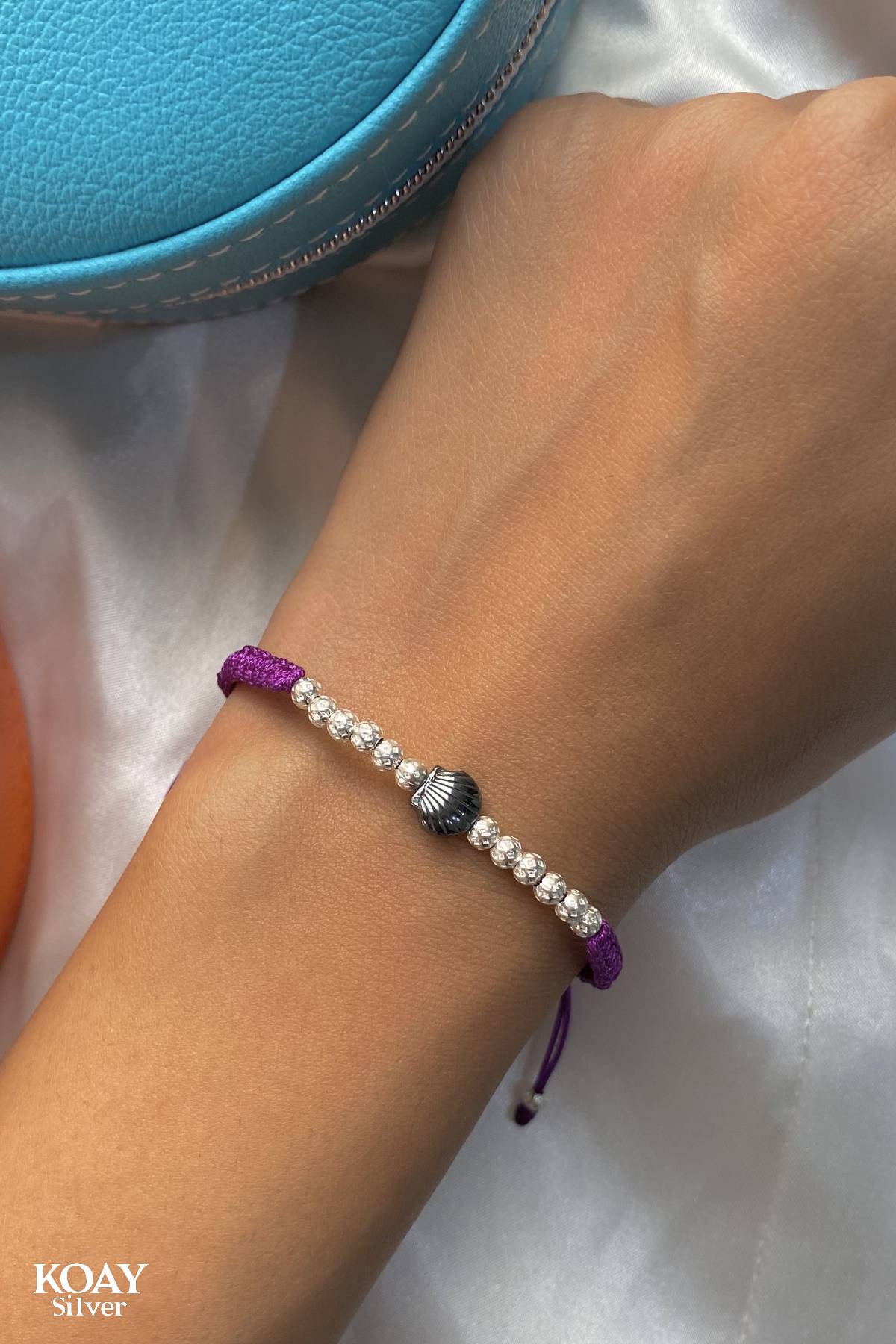 Hematite Stone Shell Bracelet (Purple)