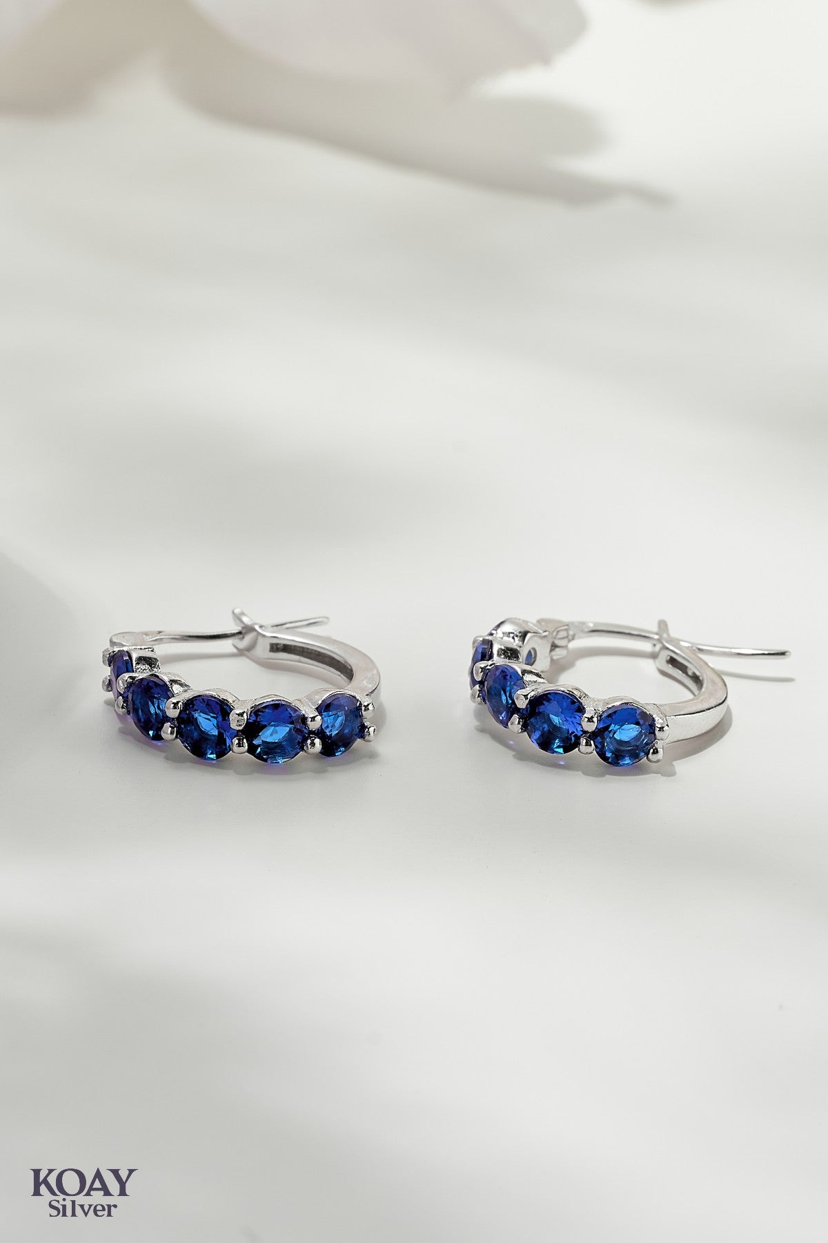 Blue Zircons Hoop Earrings