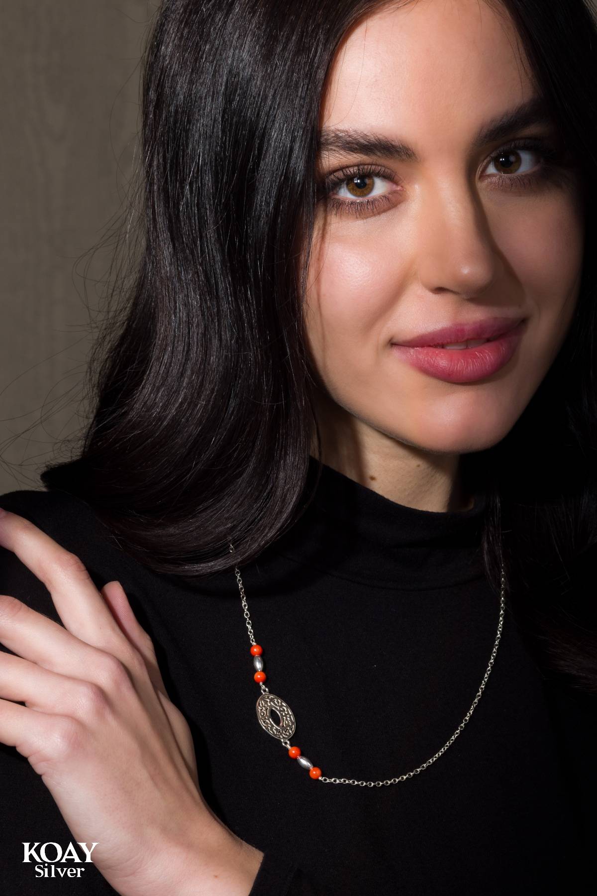 Oval Orange Stones Necklace