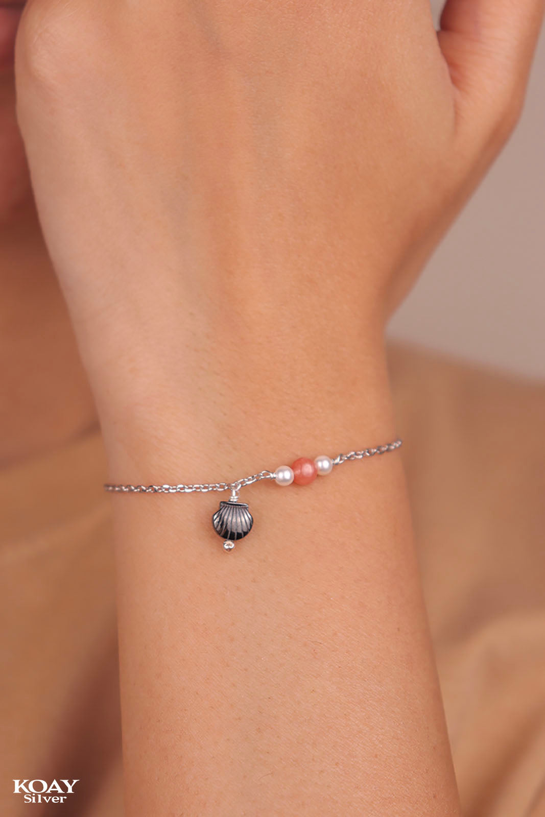 Colored Italian Shell (Peach) Bracelet
