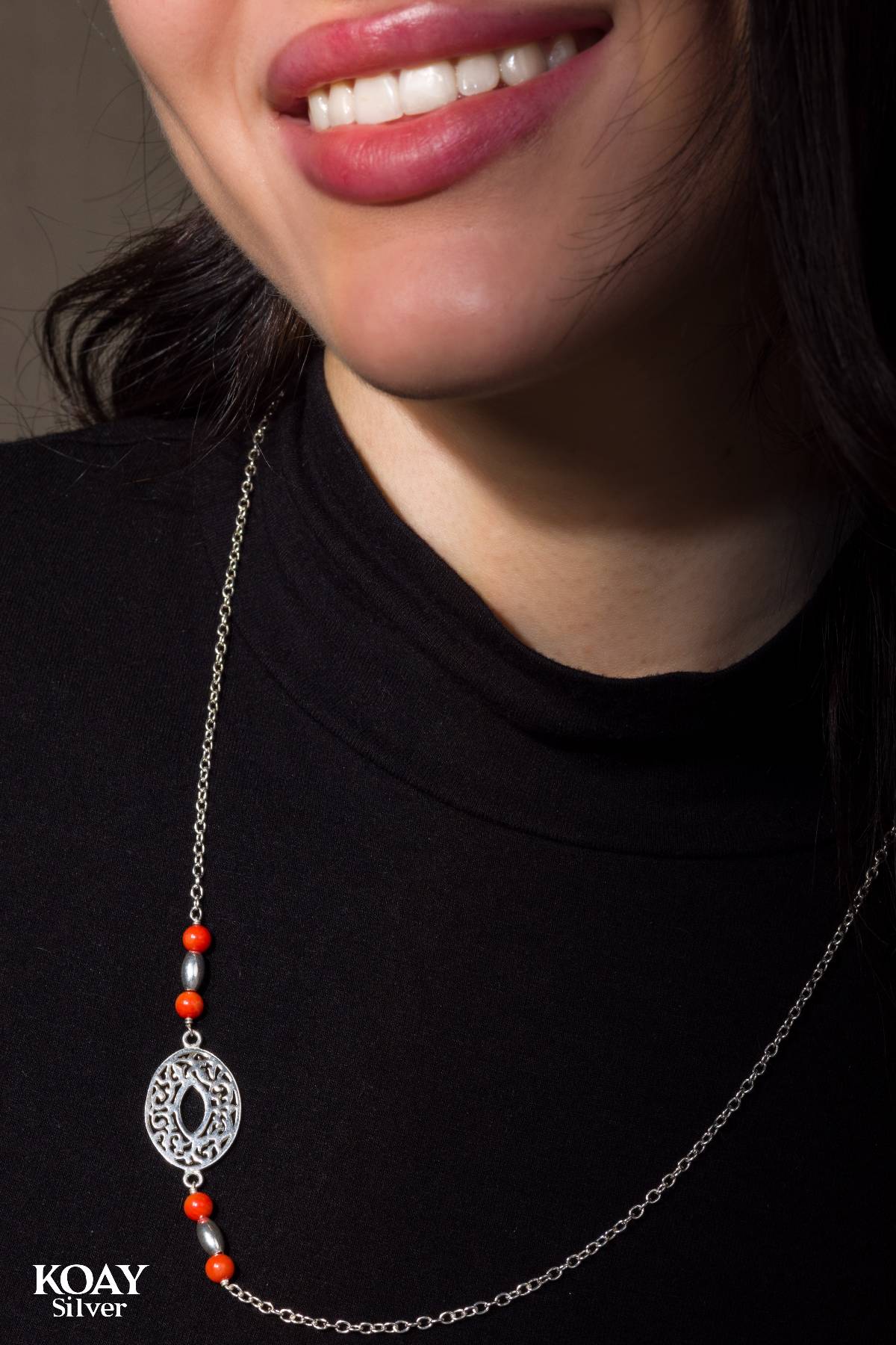 Oval Orange Stones Necklace