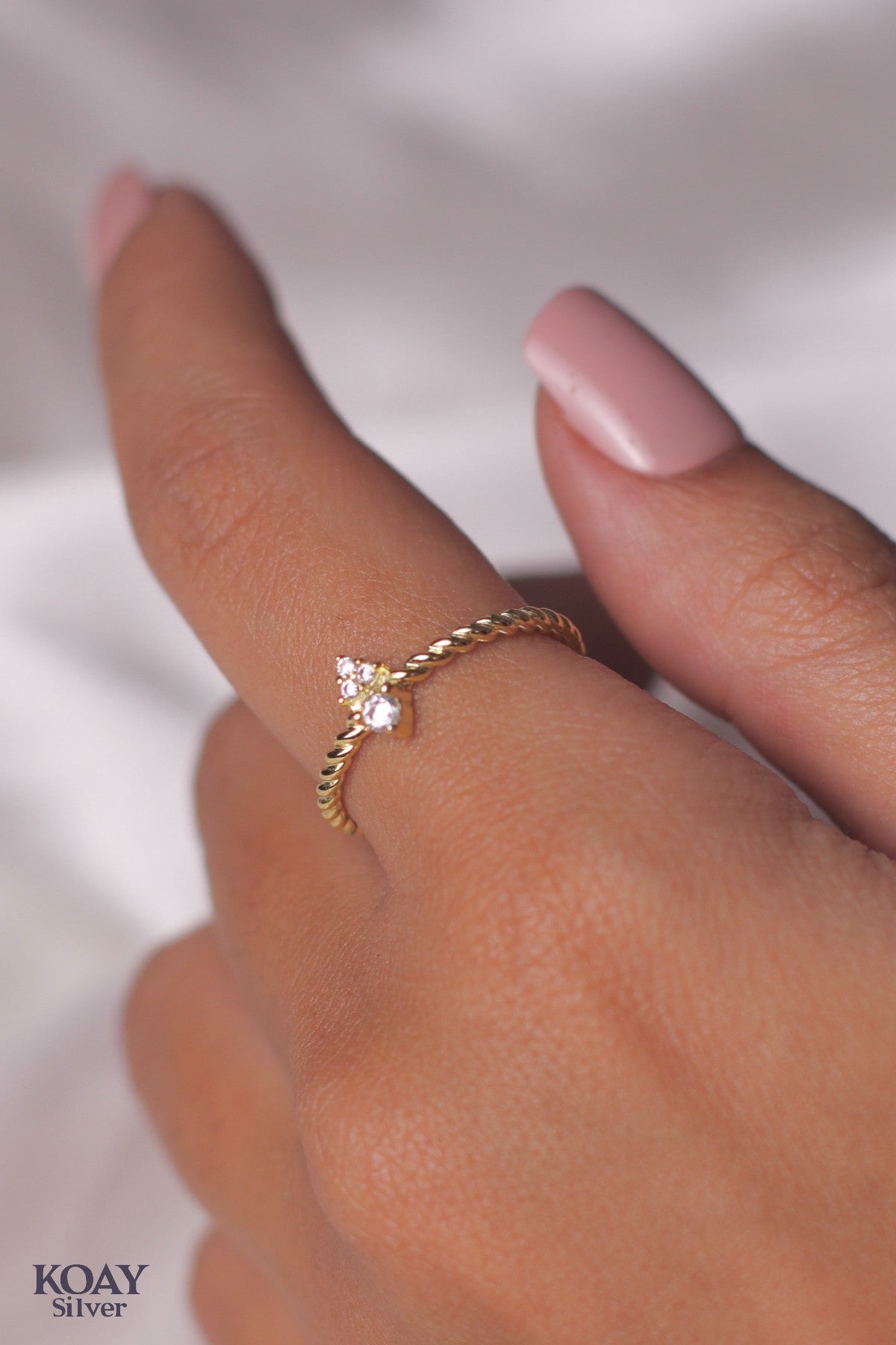 Tiny Zircon Gold Plated Ring