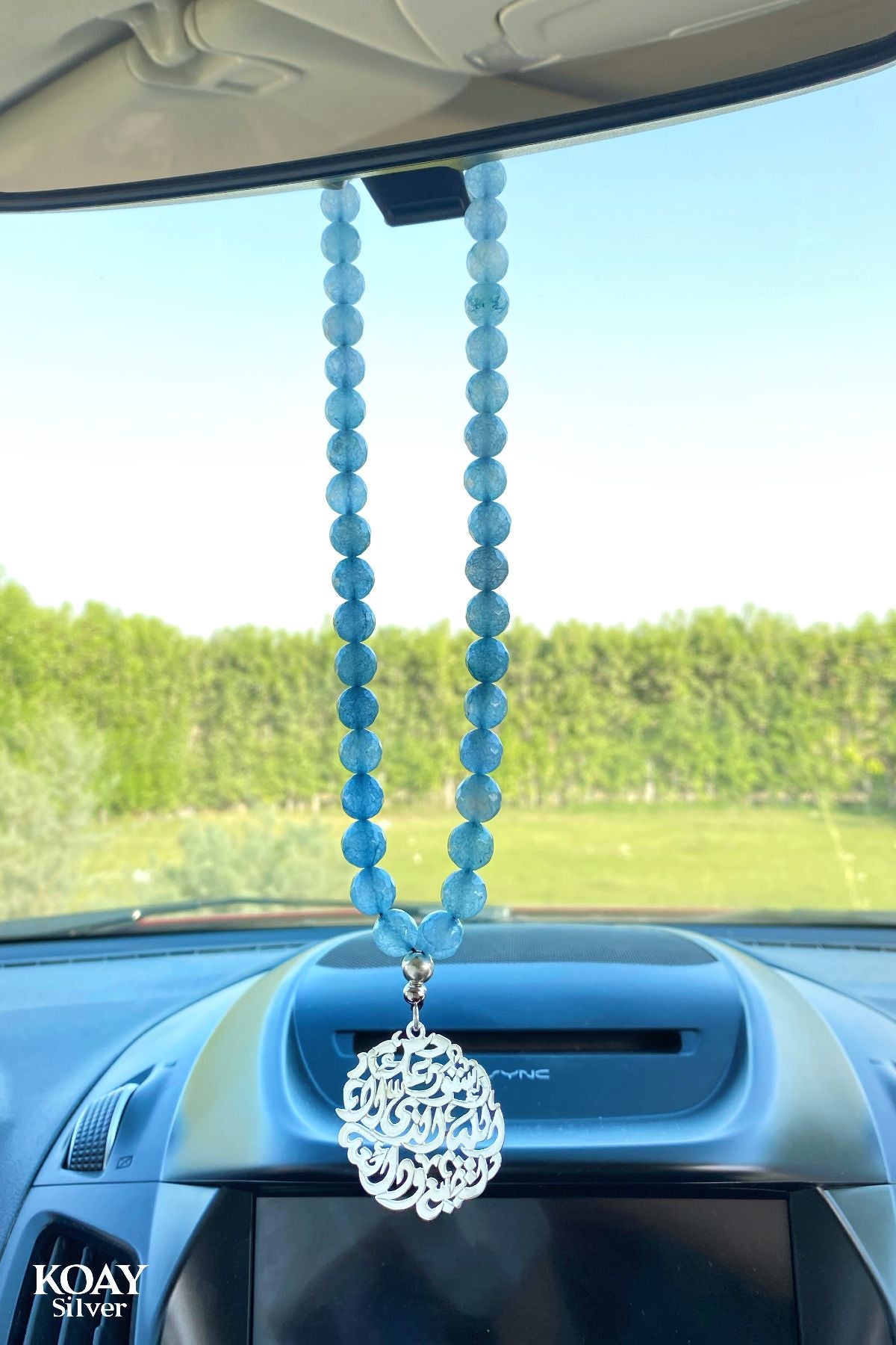 Arabic Light Blue Car Pendant
