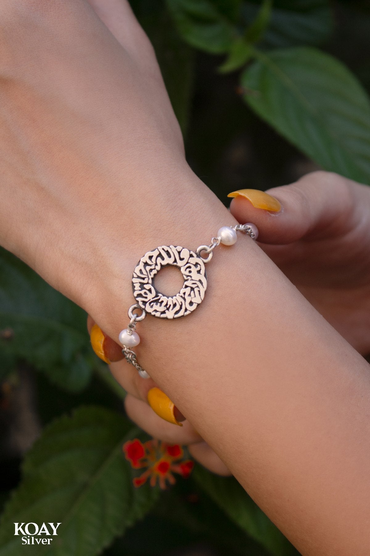 Circle Allah Hafez Pearls Bracelet