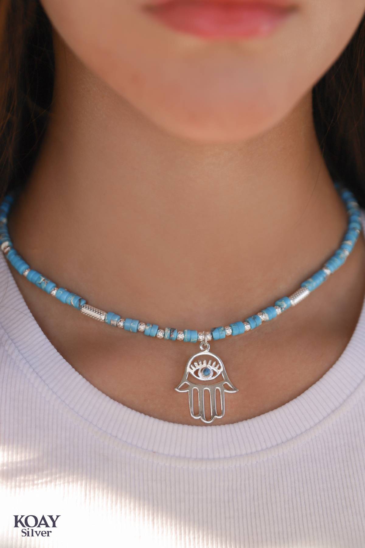 Jasper Turquoise Hand Necklace